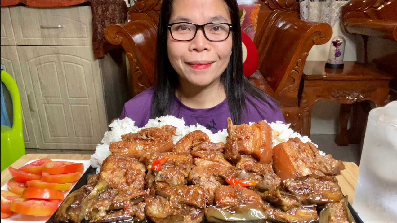 BINAGOONGANG BABOY AT TALONG | FILIPINO FOOD | MUKBANG PHILIPPINES 