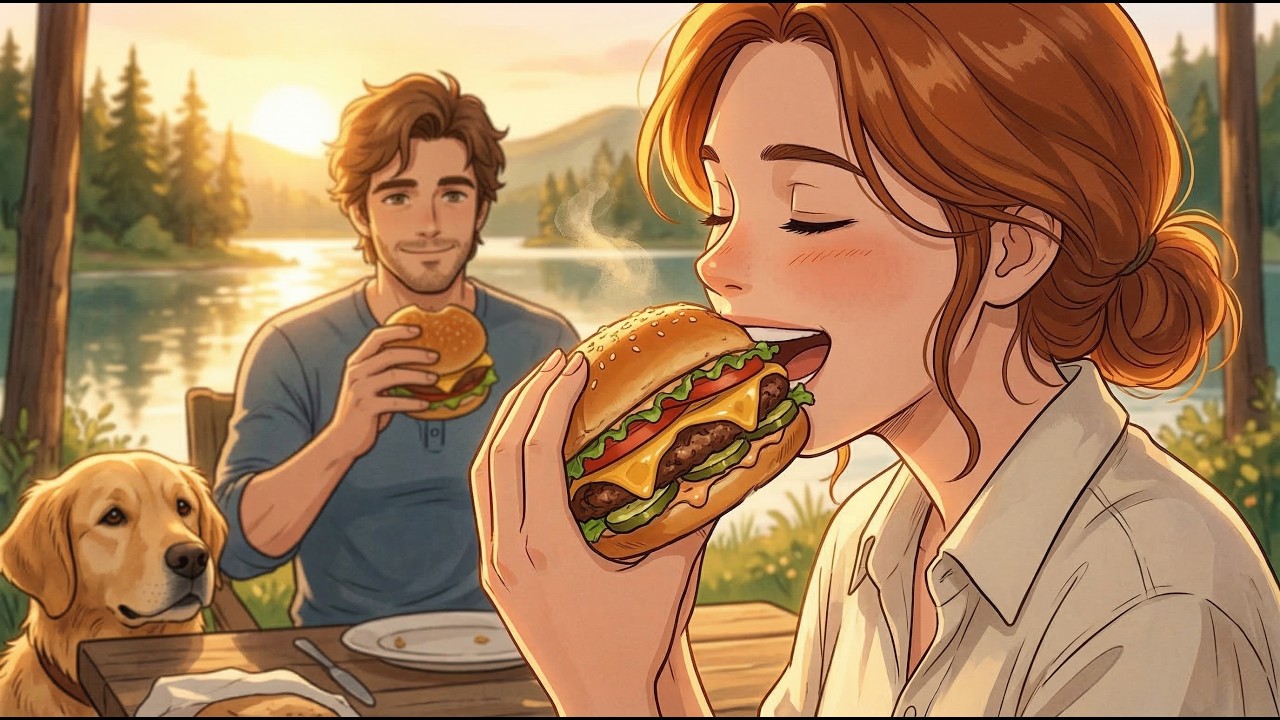 Мы приготовили сэндвич-бургер с нуля в нашем фургоне 🍔✨ | ASMR в стиле Ghibli