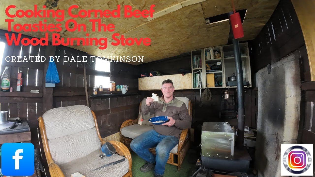 Cooking Corned Beef Toasties on The Wood Burning Stove