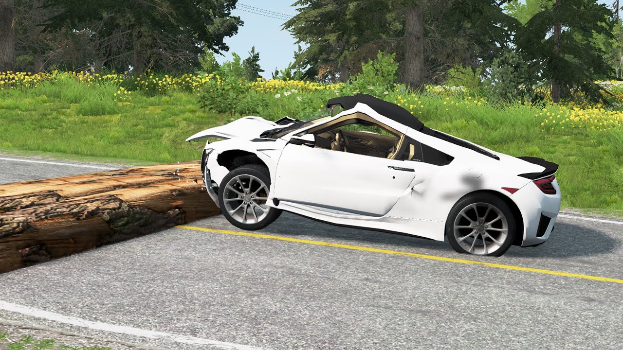 Wooden Speed Bump vs Cars - BeamNG Drive