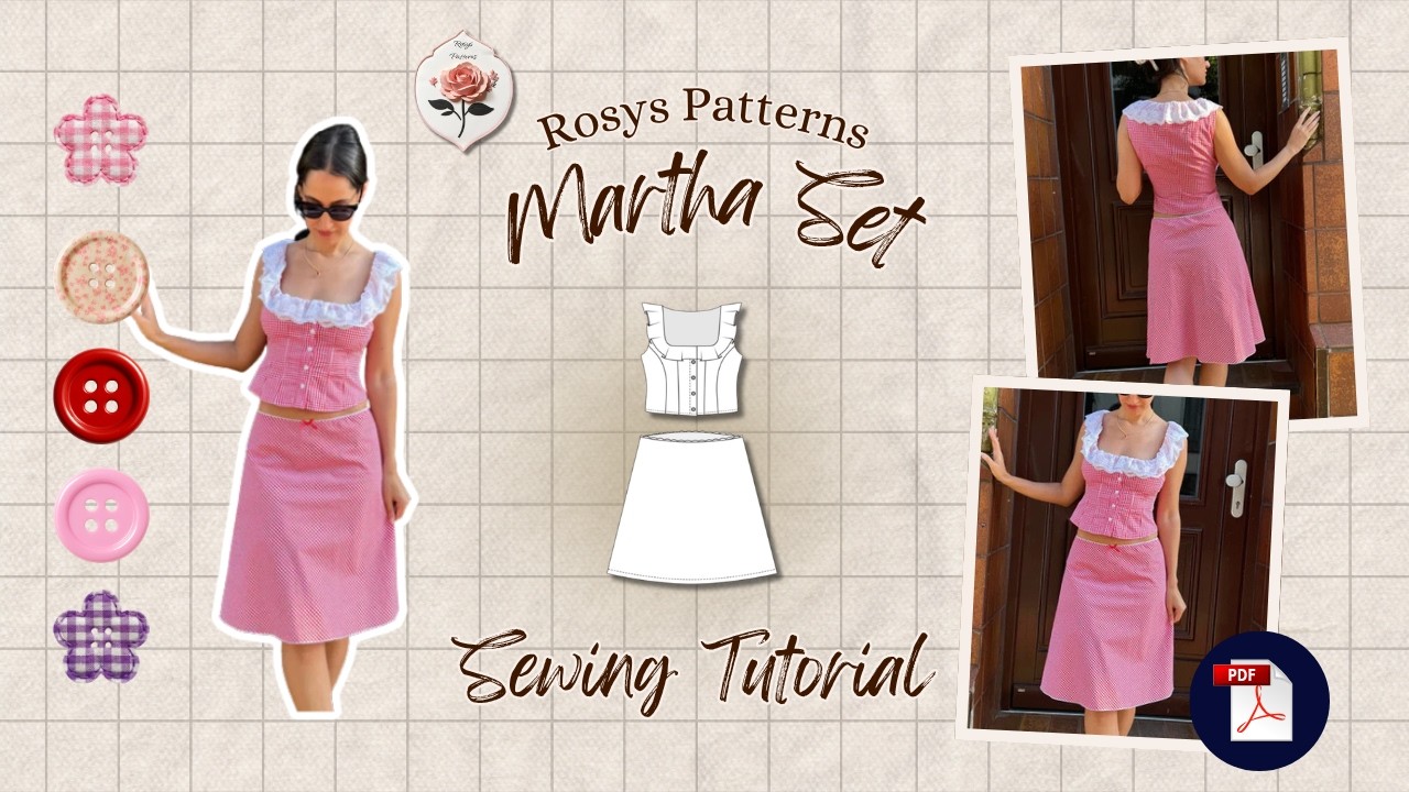 Crop Button Top & A-Line Midi Skirt Set Sewing Tutorial Video