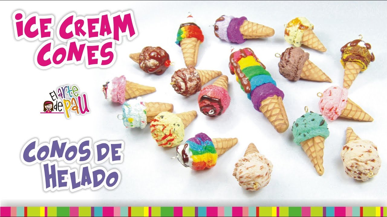 ICE CREAM CONES Polymer Clay Tutorial / CONOS DE HELADO de Arcilla Polimérica