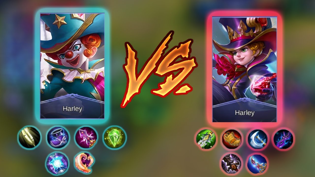 FULL MAGIC BUILD VS FULL PHYSICAL BUILD HARLEY - 1VS1 MOBILE LEGENDS