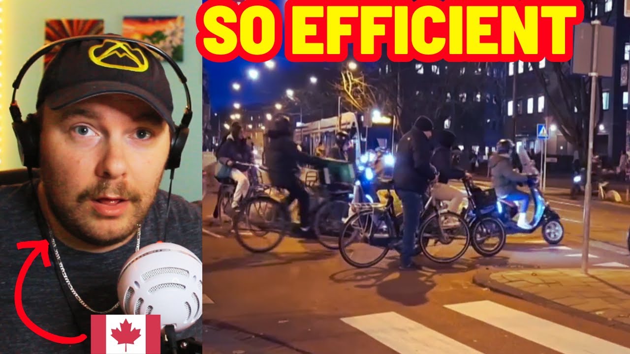 Canadian Reacts to Amsterdam's Seamless Traffic Flow (busy intersection)