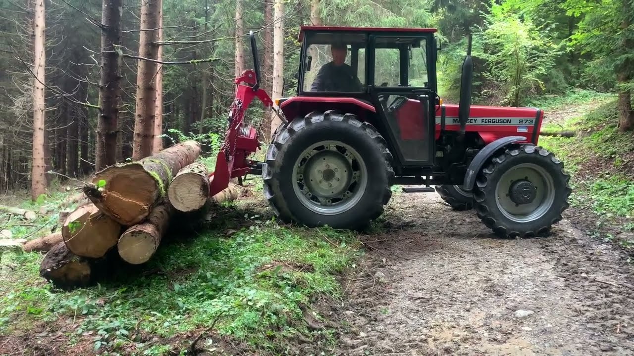 Massey Ferguson 273 und KMB Winde im Forsteinsatz