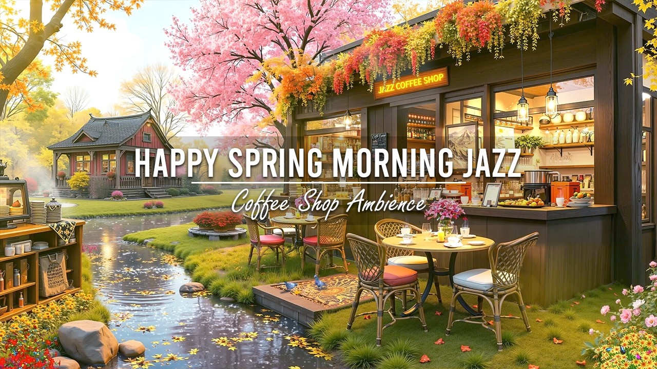 Happy Spring Morning Jazz at Cozy Lakeside Coffee Porch Ambience ☀ Relaxing Jazz Music for Good Mood