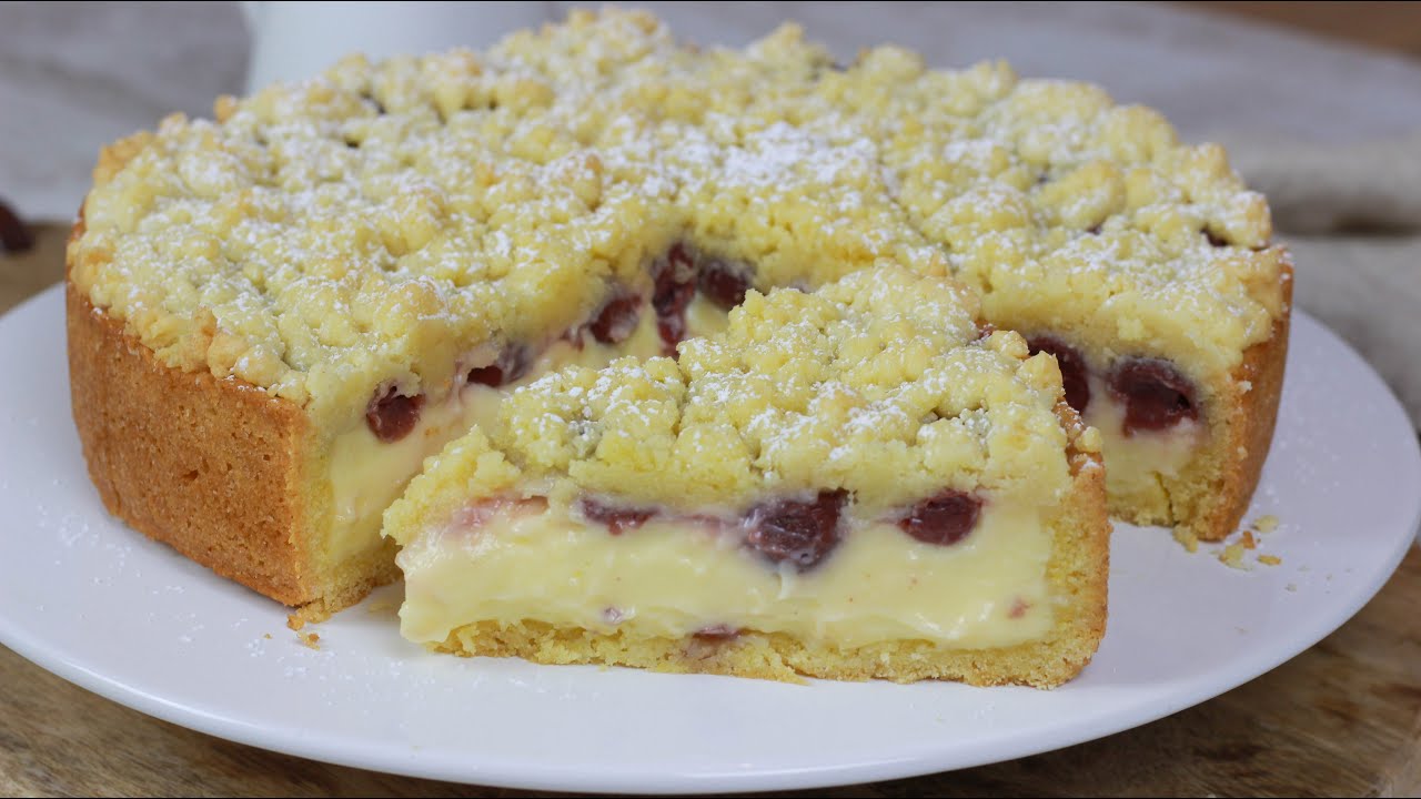 Käsekuchen mit Streuseln und Kirschen I Unser neuer LIEBLINGS Kuchen