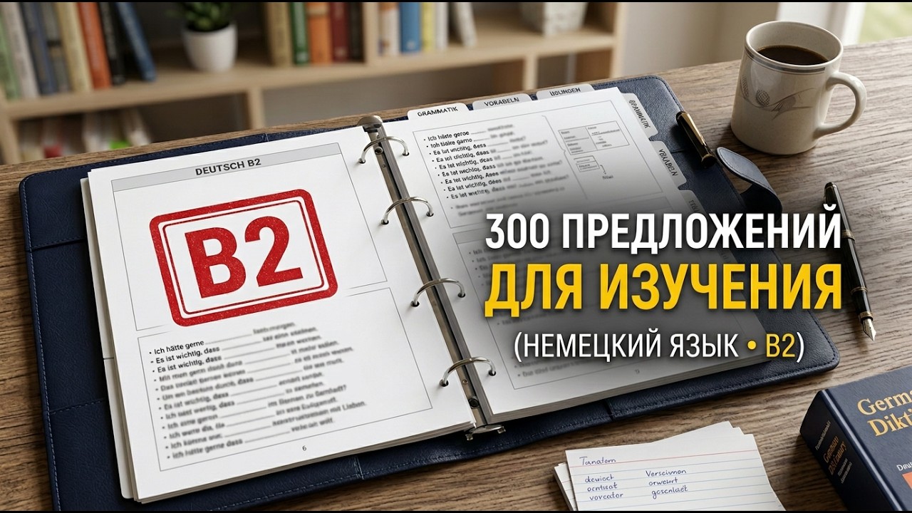 САМЫЙ простой способ ВЫУЧИТЬ 🇩🇪 Немецкий B2: 300 фраз для изучения! (Готовые конструкции и примеры)