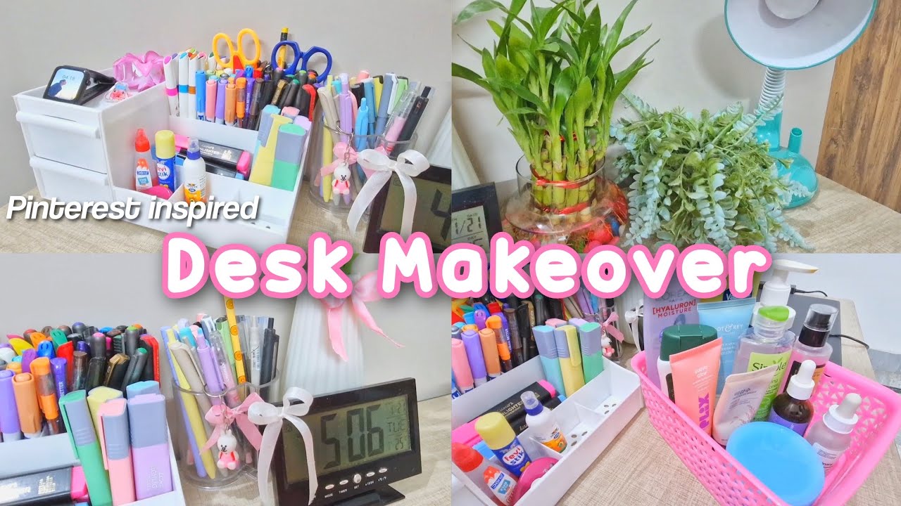 Aesthetic desk makeover☁️| Pinterest inspired🍒𐙚𓏲⋆ ִֶָ ๋cleaning and organizing