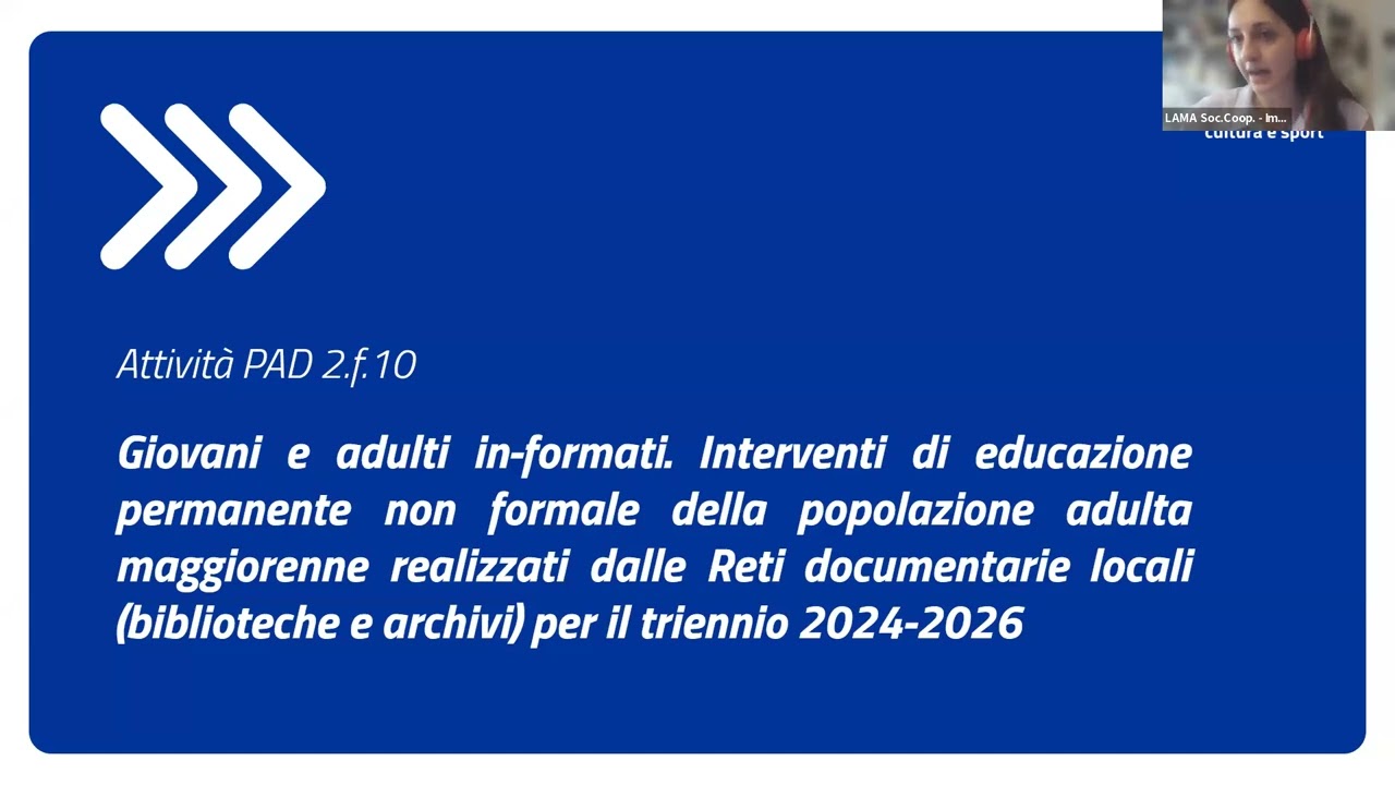Webinar 29 luglio 2024 sul bando Fse per Reti di biblioteche e archivi