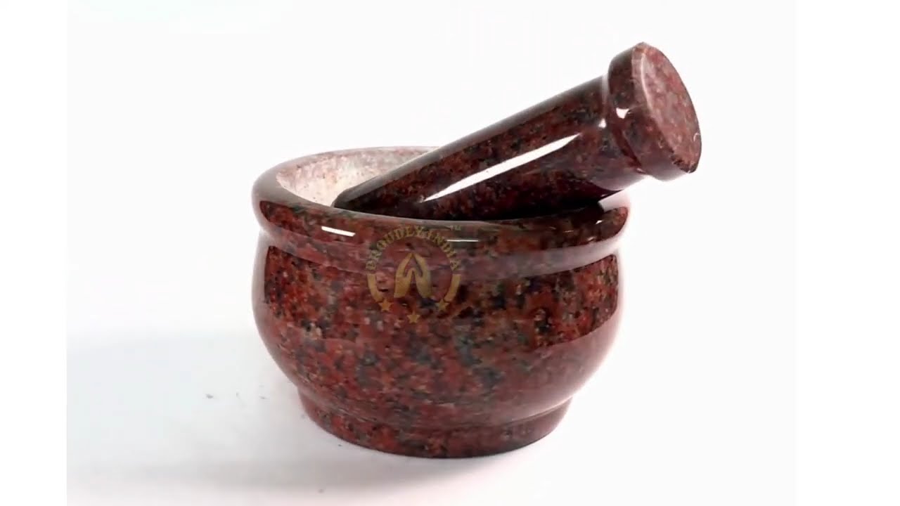 Granite Mortar & Pestle (Red Marble)