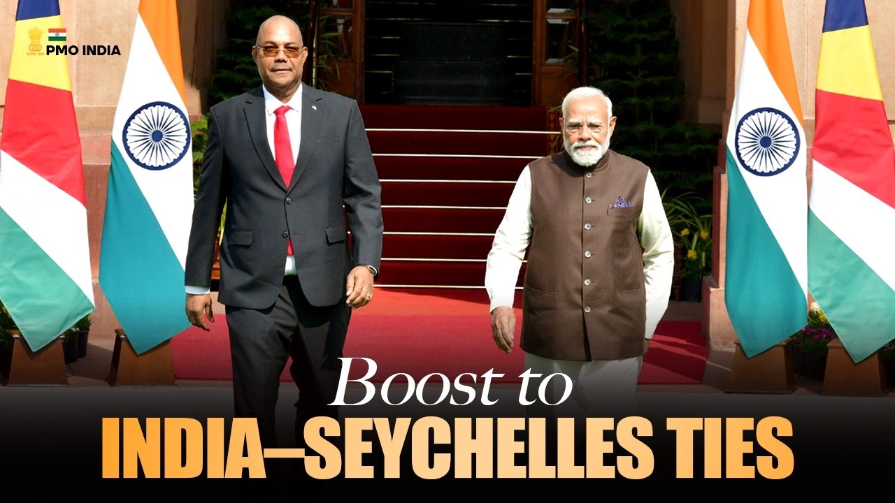 PM Modi meets Seychelles President Dr. Patrick Herminie at Hyderabad House, New Delhi