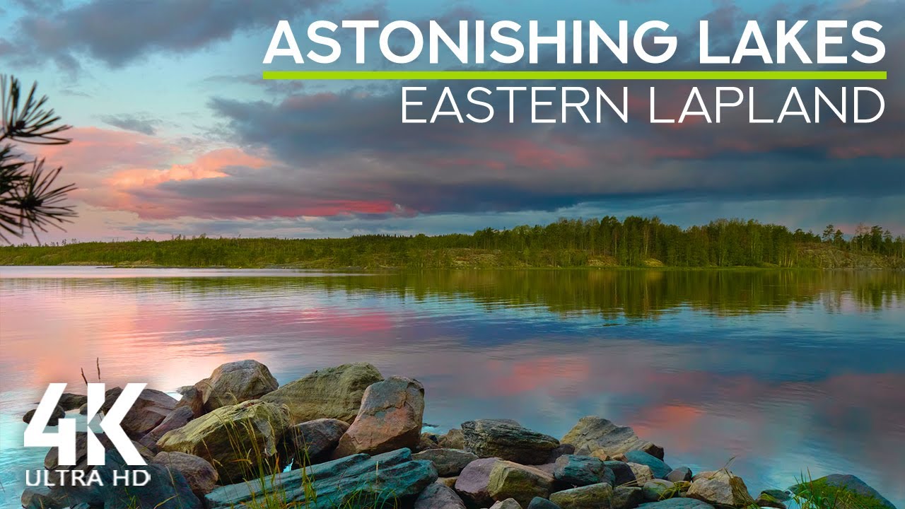 Soft Lake Waves & Birds Chirping for Relaxation - 4K Summer Lakes of the North (East Lapland)