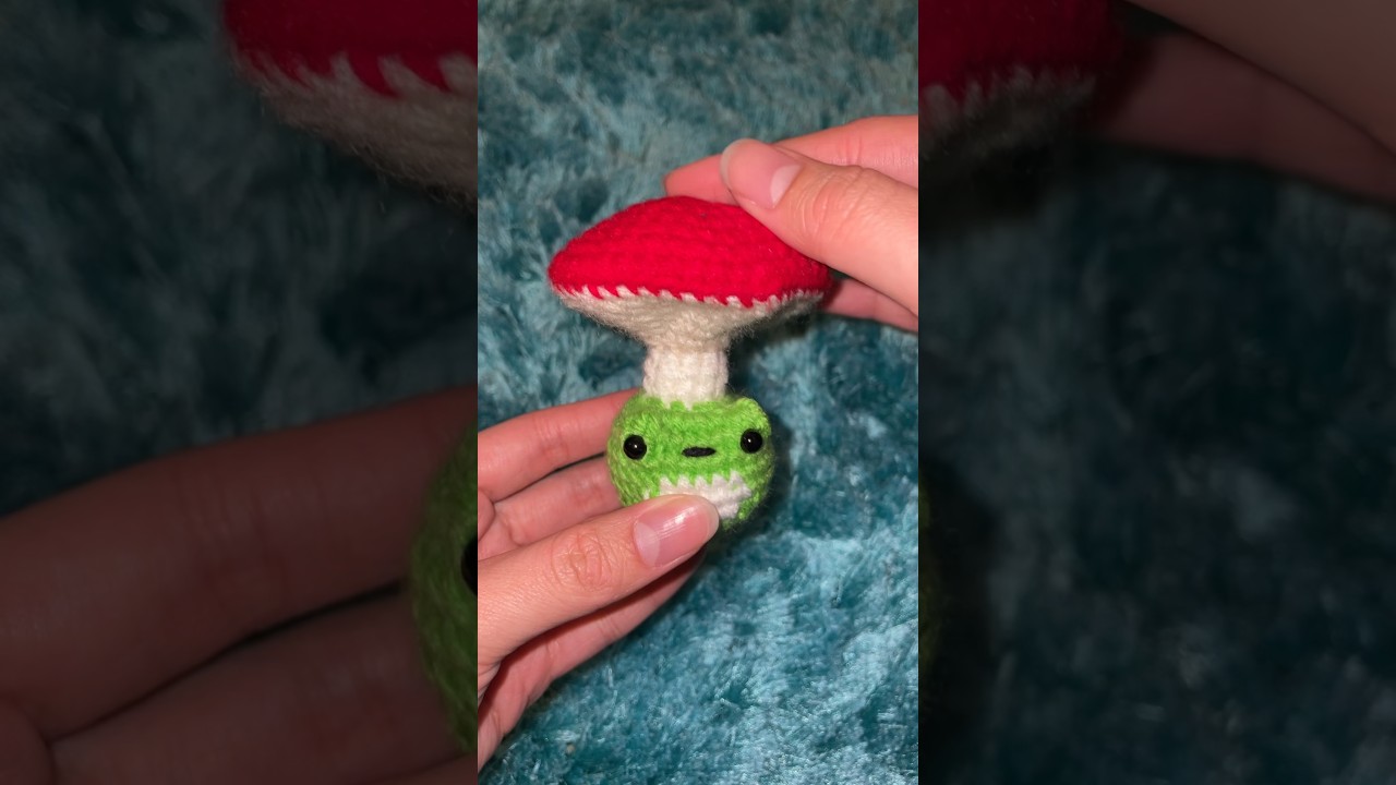 Crochet a mushroom frog pop it fidget with me!🐸🍄 Link in bio! #crochet #amigurumi #crochetfidget