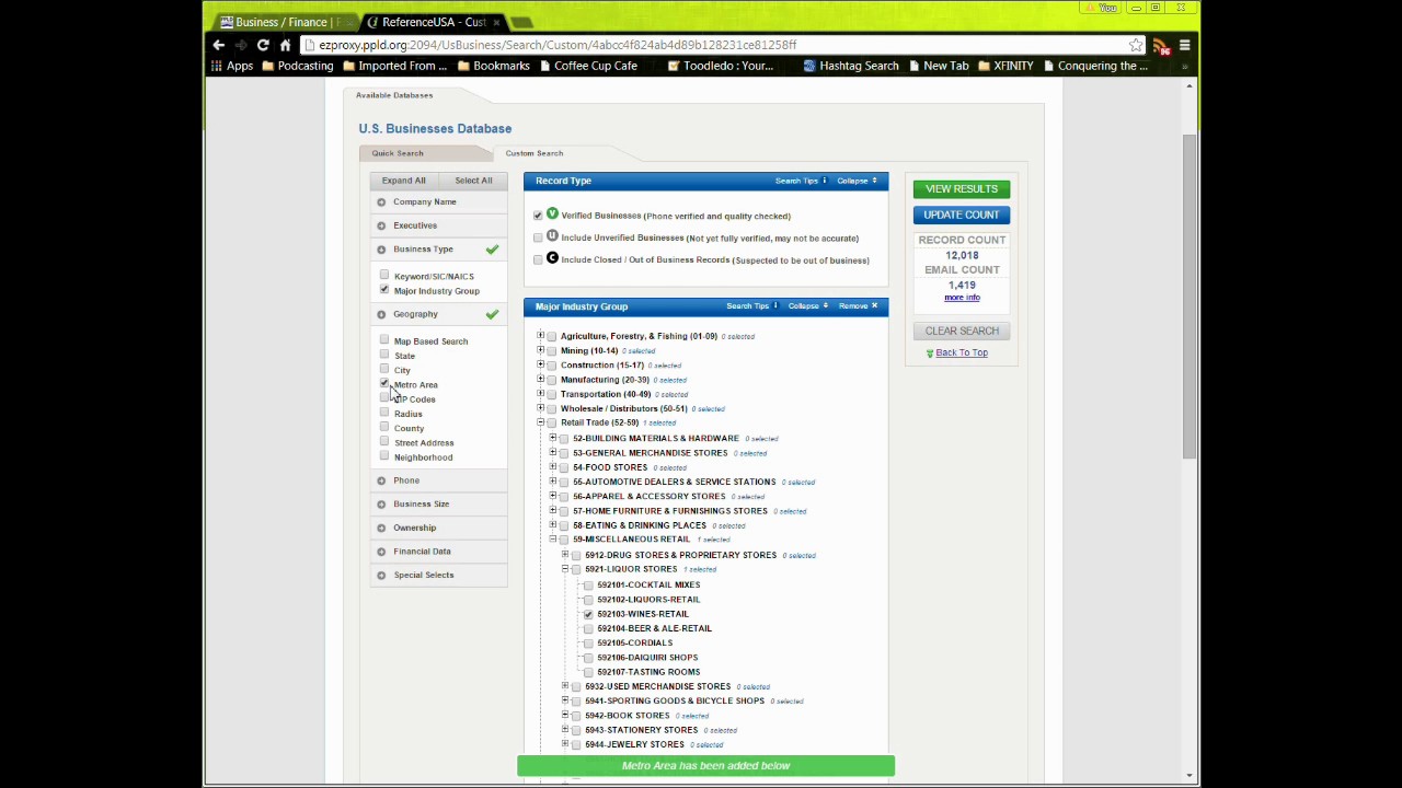 Tutorial on how to use the Reference USA Business Database