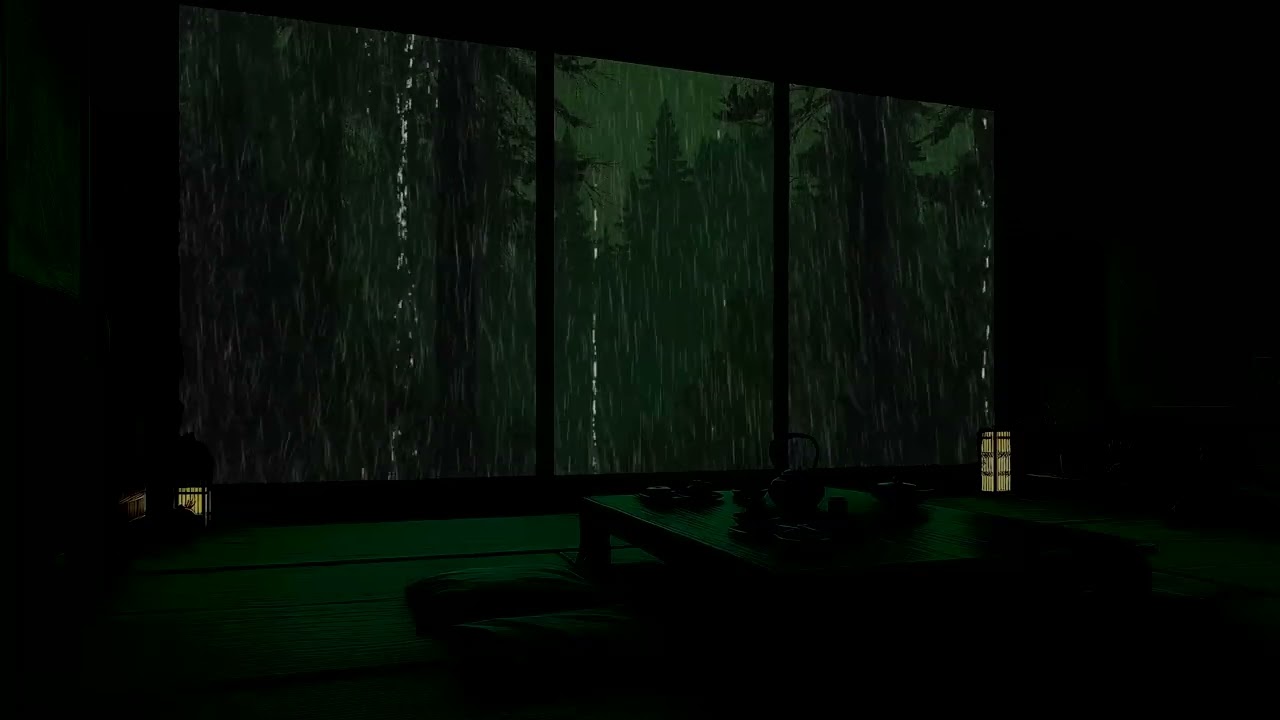 Calming Forest Rain (No Ads) 🌧 | Dark Bedroom Ambience for Deep Sleep & Relaxation