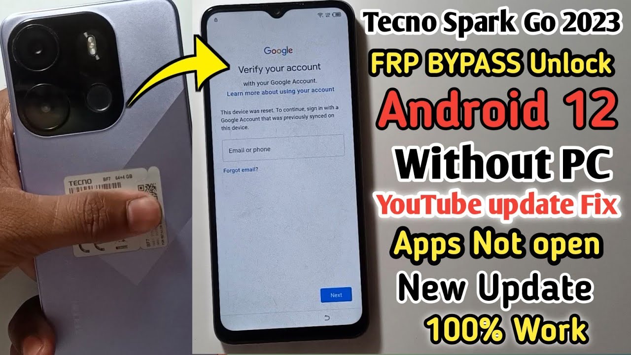 Tecno Spark Go 2023 (BF7) Frp Bypass Without Pc | Android 12 New security update 2024