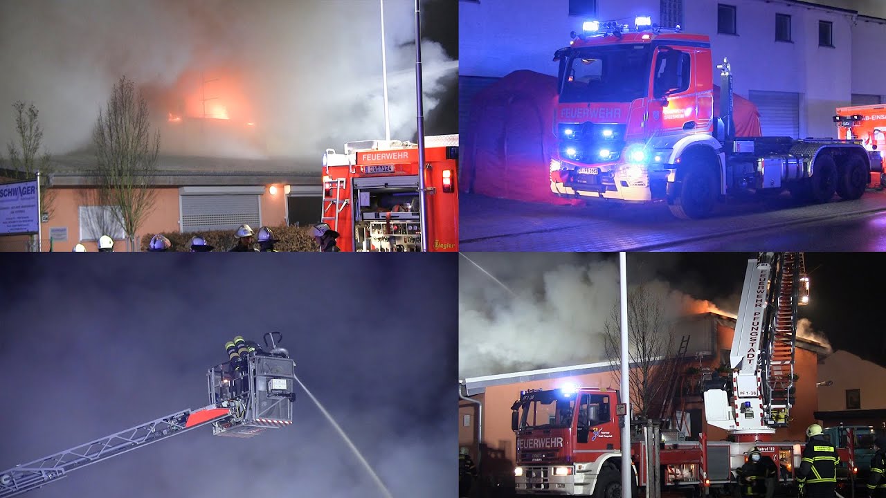 [Flammen & große Rauchentwicklung] Großbrand eines Gartenbaubetriebes in Griesheim | Ein Toter