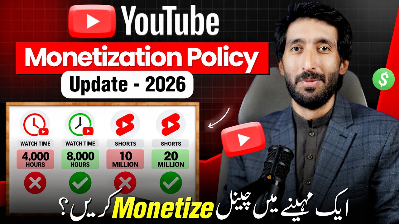 Youtube Monetization Policy 2026 , 8000 hours watch Time and 20M Short Views