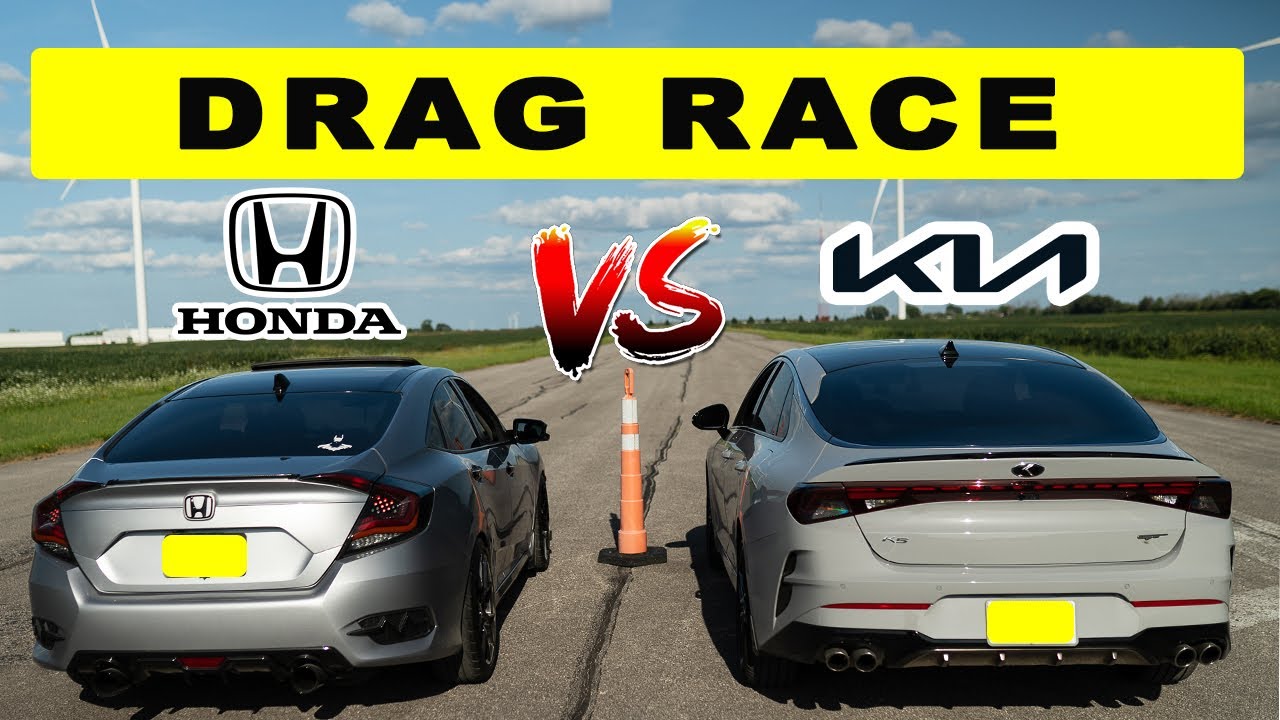 Kia K5 GT vs Tuned Honda Civic 1.5t, drag and roll race!