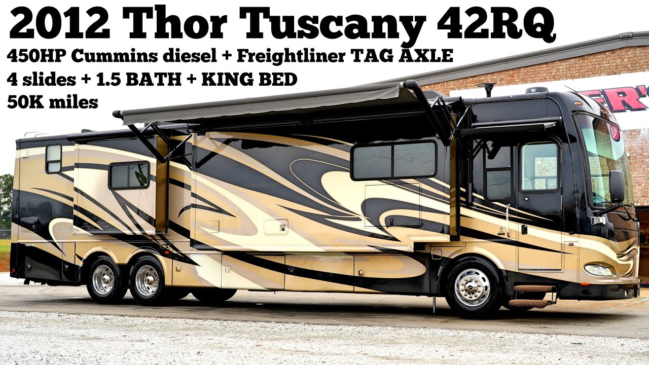 2012 Thor Tuscany 42RQ TAG AXLE A Class 450HP Cummins Diesel Pusher @ Porter's RV - $139,900
