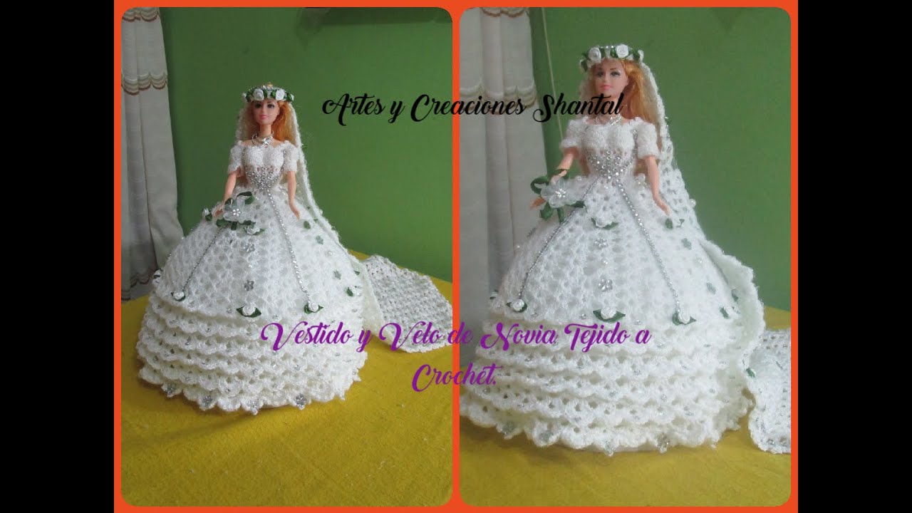 Vestido y Velo De Novia Tejido a Crochet.