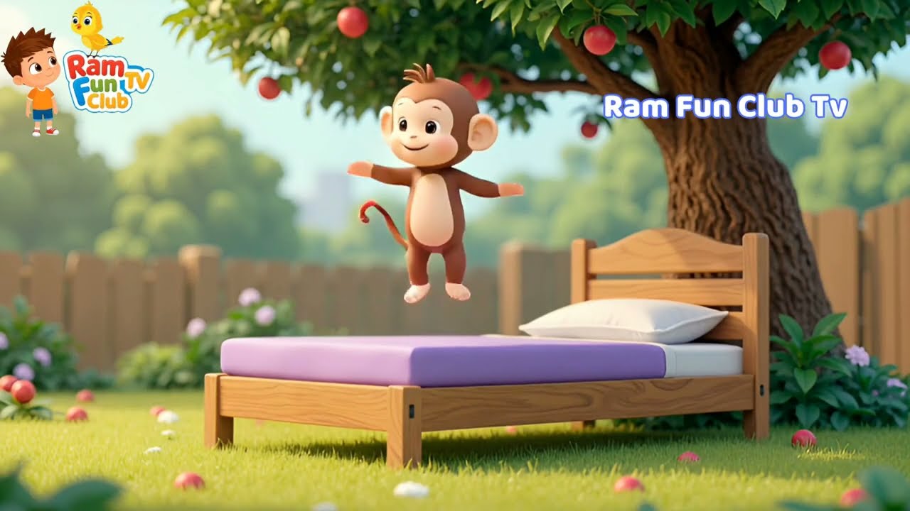पाँच छोटे बंदर 🐒 | Five Little Monkeys Jumping on the Bed | Hindi Nursery Rhymes
