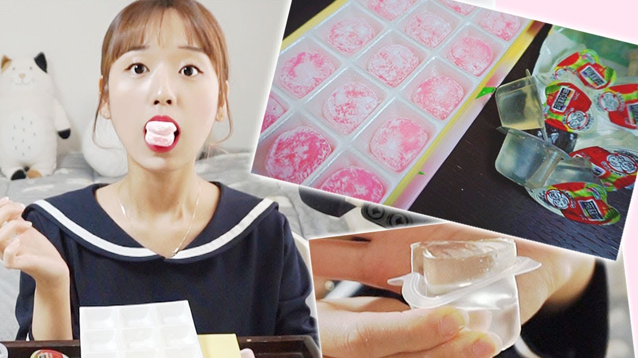 복숭아 모찌, 투명한 곤약젤리 리얼사운드 먹방! 너무 달콤해♡ 桃 餅 こんにゃくゼリー  [이루리]