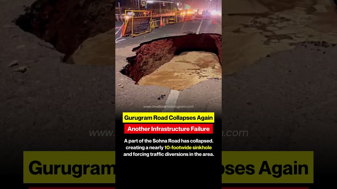 A part of the Sohna Expressway near Subhash Chowk has collapsed.  #gurugram #india #news