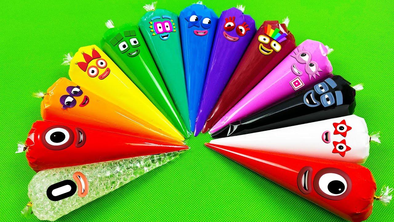 Numberblocks – Looking 🌈 Slime with Piping Bags! Satisfying Slime Videos, ASMR