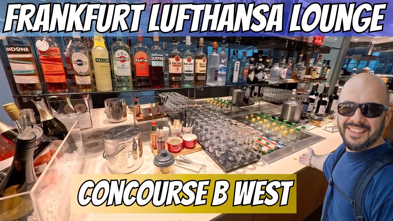 Обзор зала ожидания Lufthansa Lounge Concourse B West во Франкфурте &mdash; большой бар и расслабляющая...