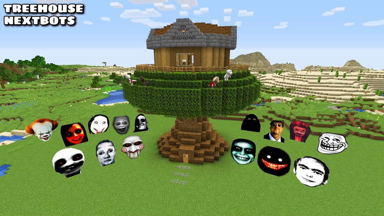SURVIVAL TREE HOUSE PART 6 WITH 100 NEXTBOTS in Minecraft - Gameplay - Coffin Meme