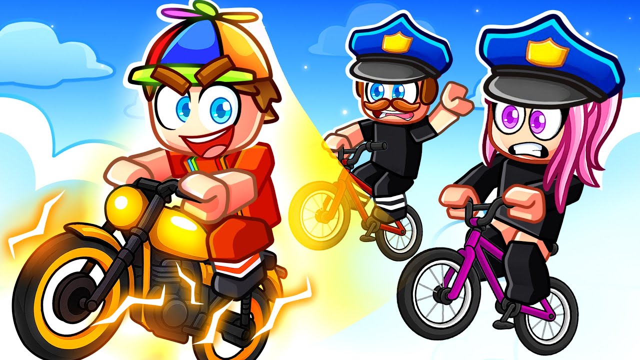 CRIMINAL SPEEDRUNNER vs POLICE HUNTERS in Roblox BIKE OBBY!