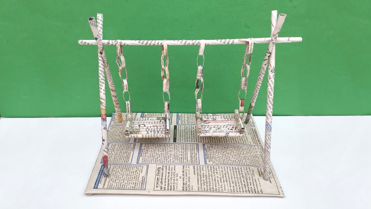 How to make newspaper swing | Paper swing | Newspaper craft ideas