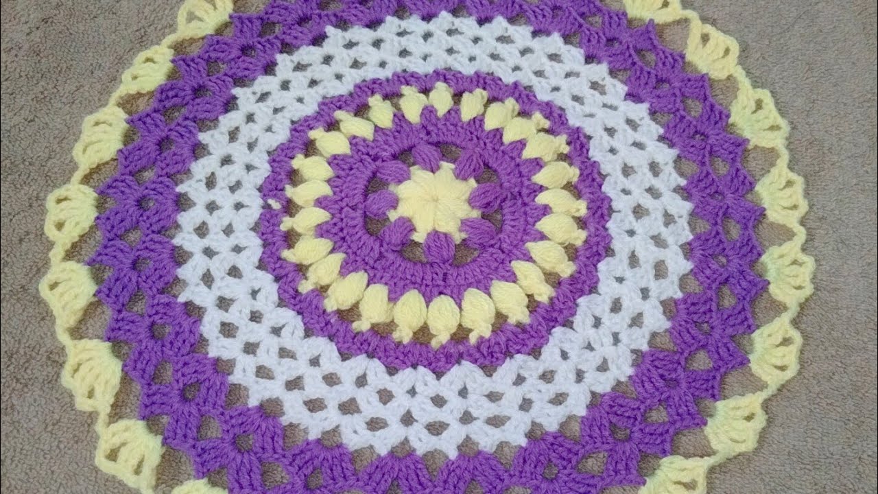 Woolen Thalposh, crosia Thalposh ke design, Woolen rumal design,#341, by@SantoshAllArt