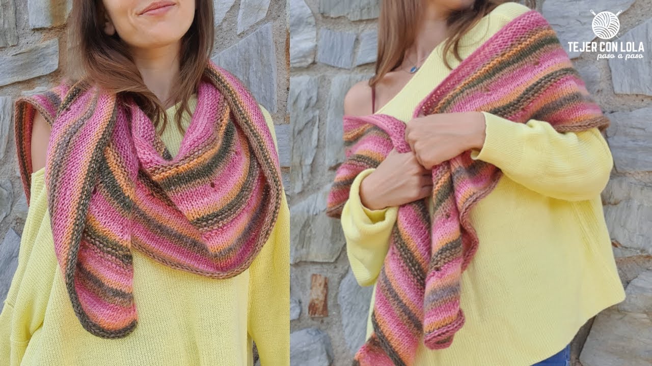 😲DESCUBRE EL CHAL BUFANDA DE ESTA TEMORADA!🎉 Un Chal Bufanda Tejido a Dos Agujas MUY FAVORECEDOR!