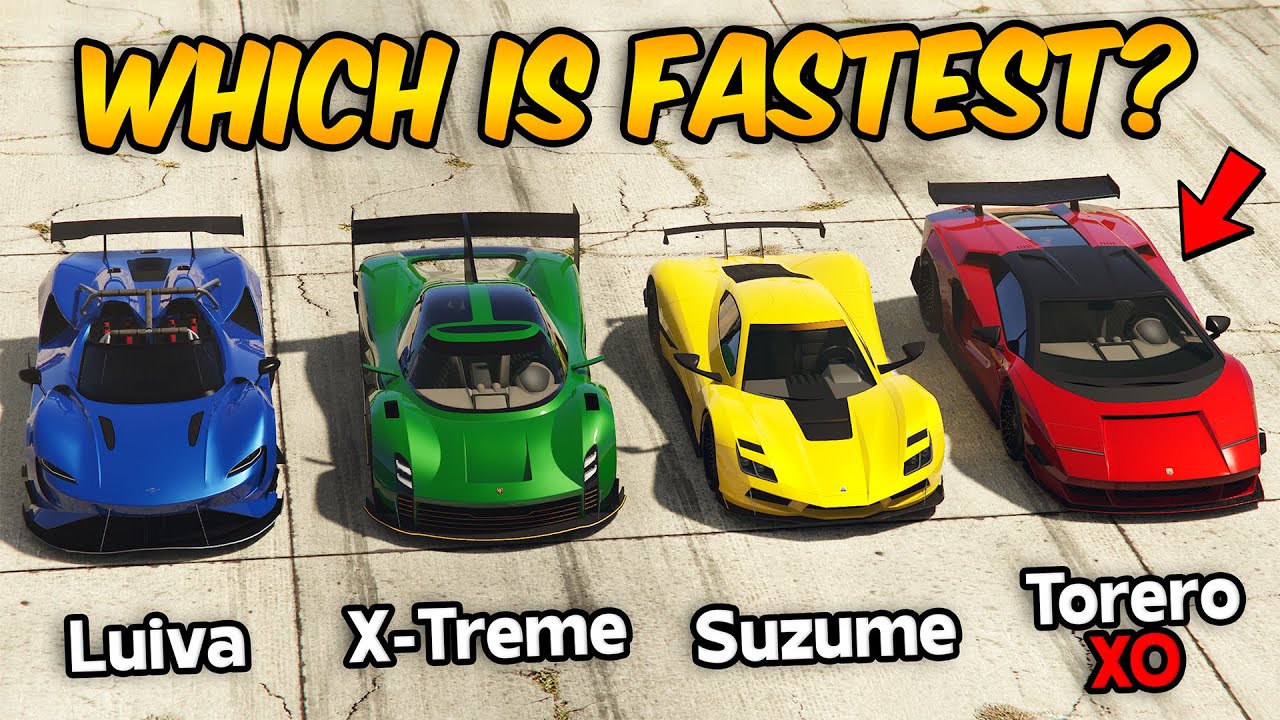 GTA 5 ONLINE - LUIVA VS X-TREME VS TORERO XO VS SUZUME (WHICH IS FASTEST?)