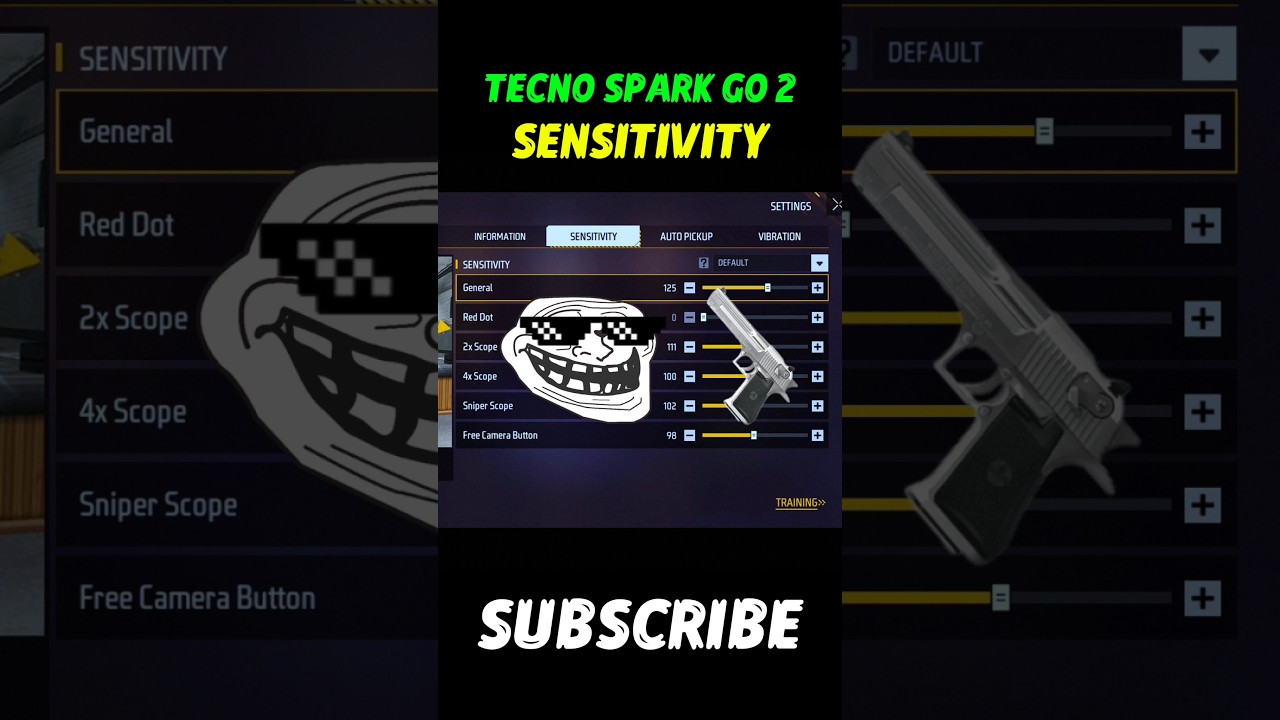 Tecno Spark Go 2 Free Fire Sensitivity Settings || Spark Go 2 Free Fire Headshot Setting