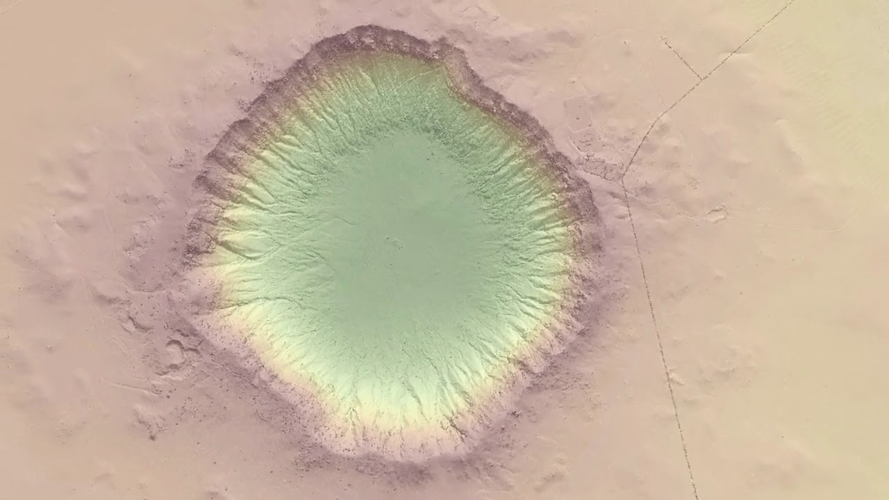Meteor Crater, AZ DSM Colorized/Hillshade Fly Through
