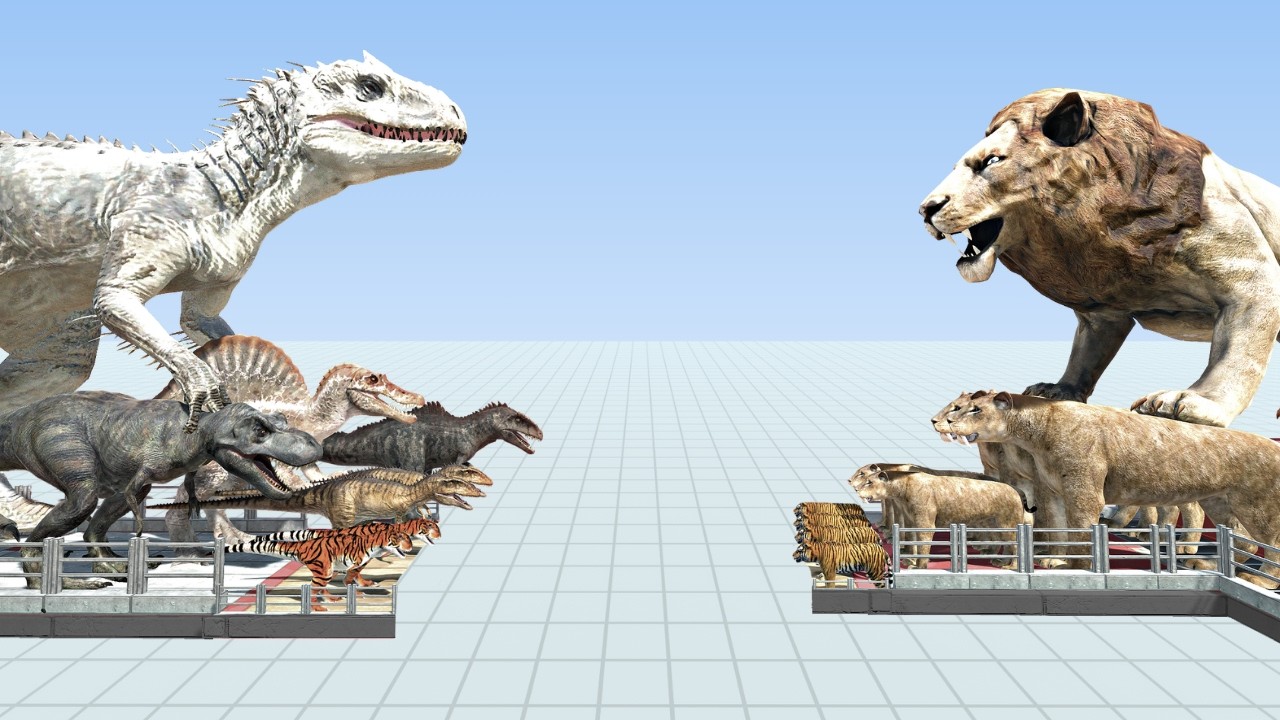 Dinosaurs Bridge Challenge | Lion King vs Indominus Rex - Animal Revolt Battle Simulator