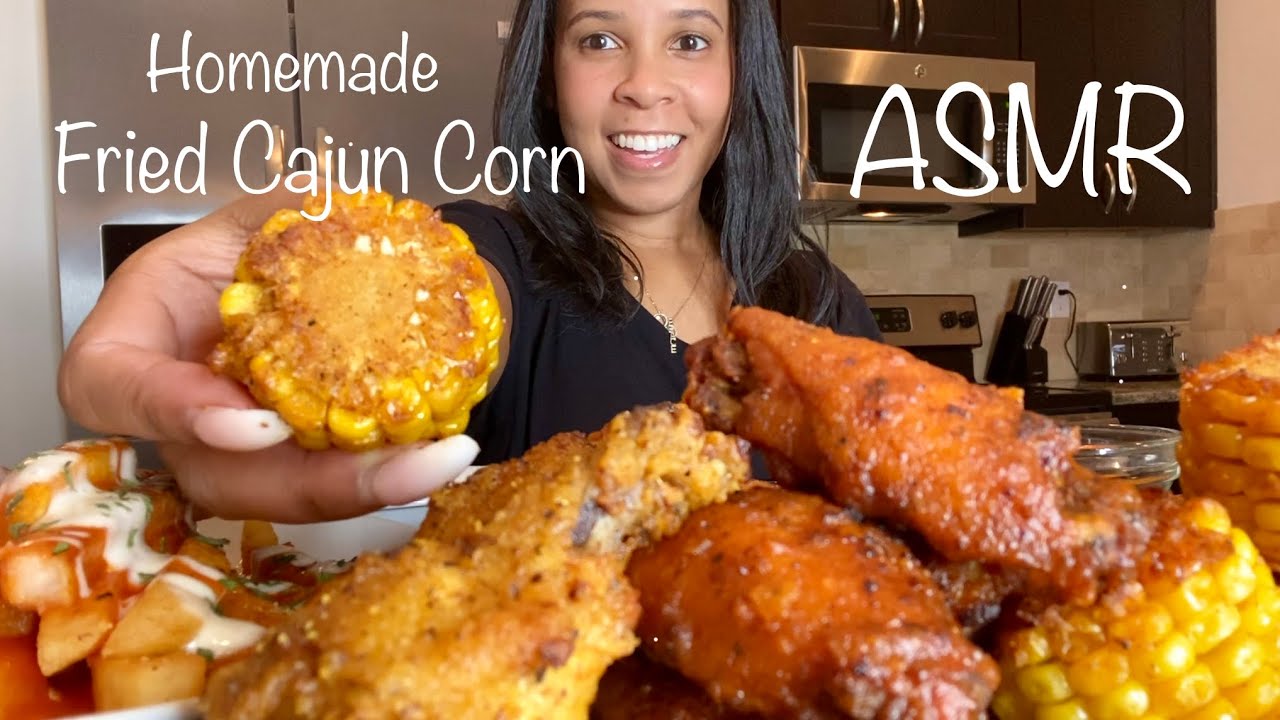 ASMR DIY Wing Stop Cajun Corn Recipe .. Whispering Mukbang #먹방
