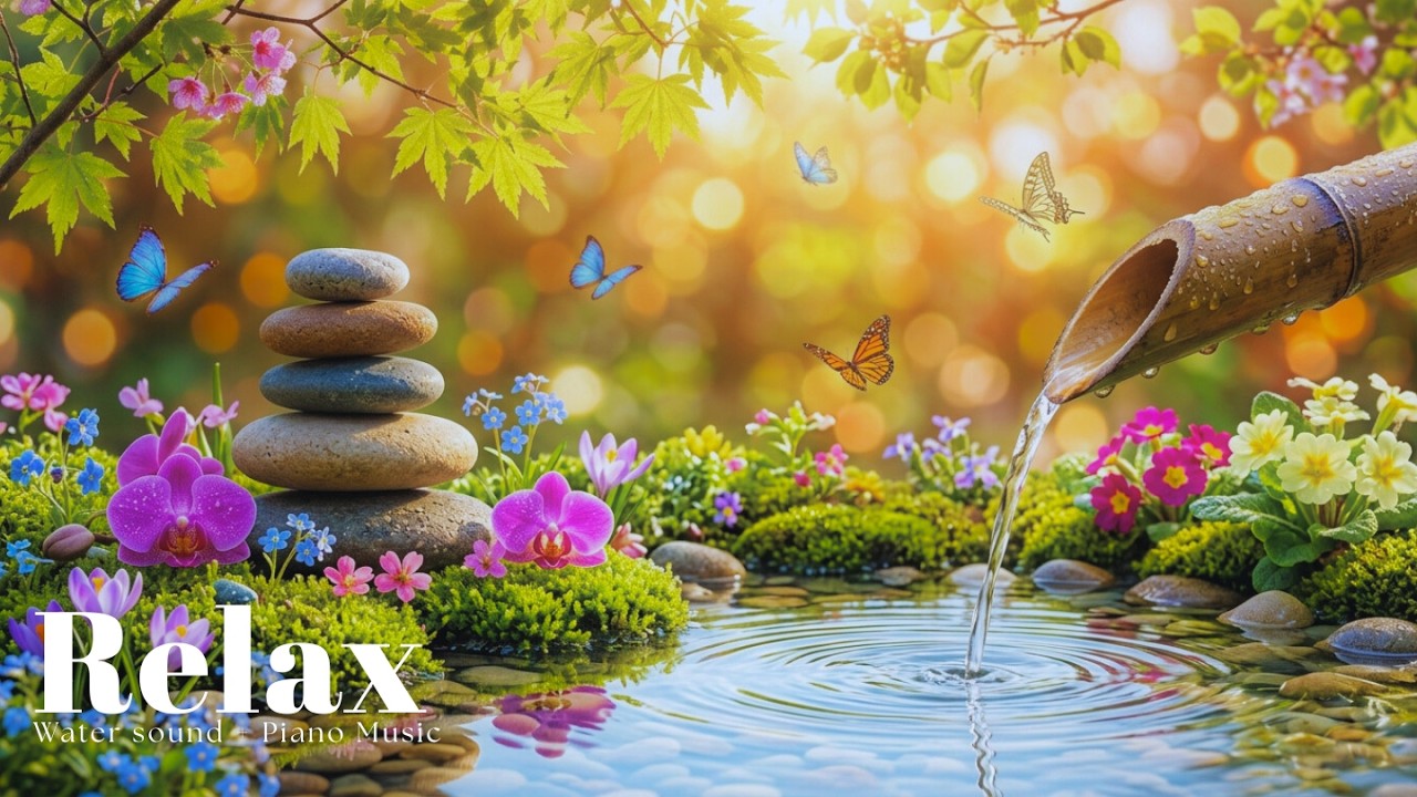 Relaxing Music With Soothing Water Sound and Soft Piano | Healing Music 🌿