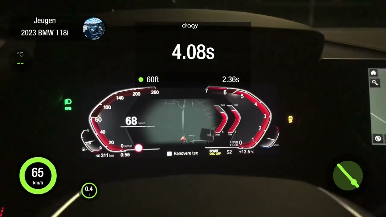 2023 BMW 118i 1.5 100kW petrol FWD 0-100 kmh acceleration with dragy