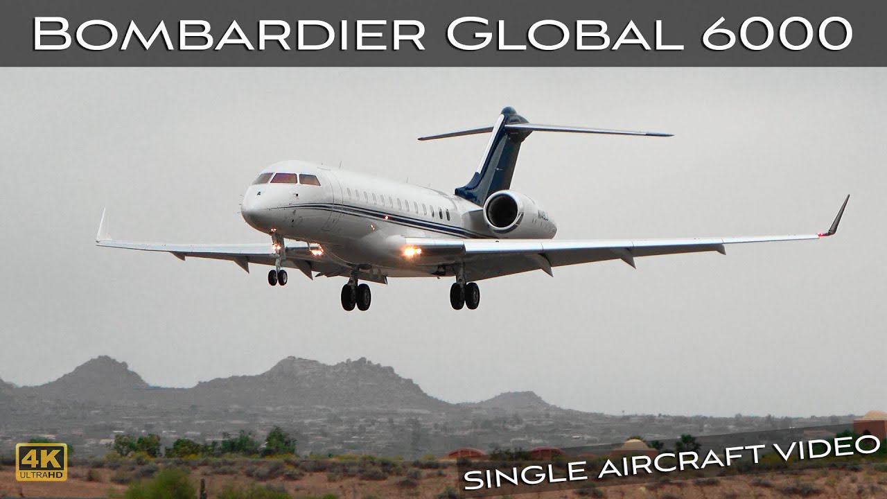 Bombardier Global 6000 Landing (4K) | Plane Spotting | [KSDL\SCF]