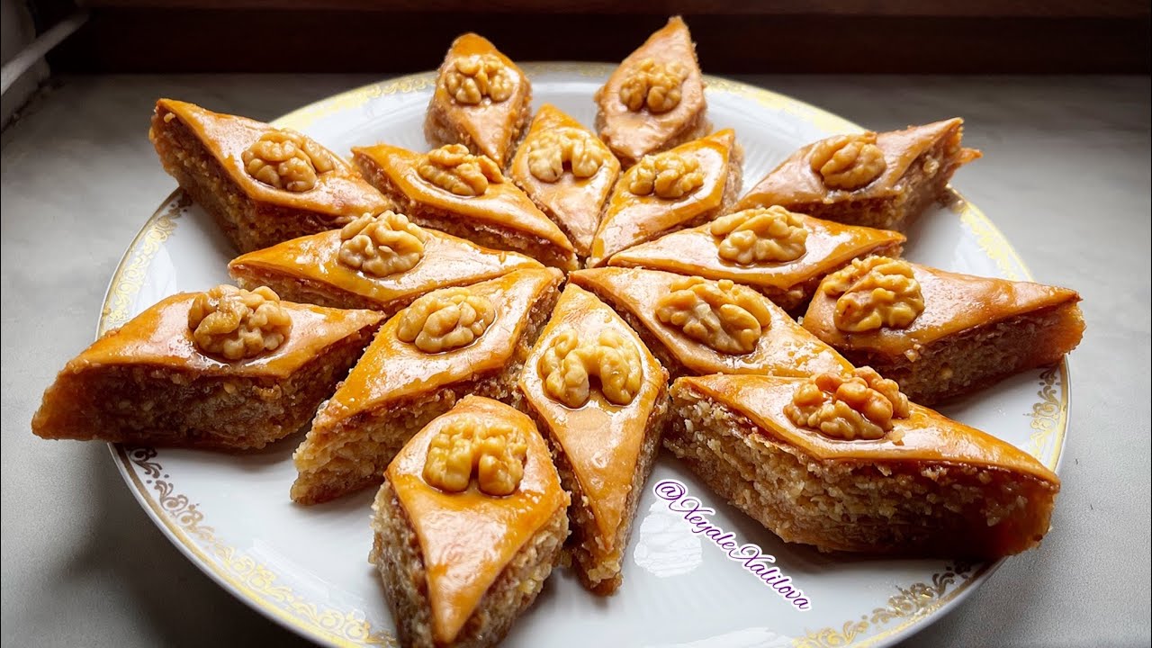 Paxlavanın hazırlanması kiçik ölçülü sini üçün,dəqiq resept,qaşıq,st,qram ölçüsüylə.Baklava.Пахлава
