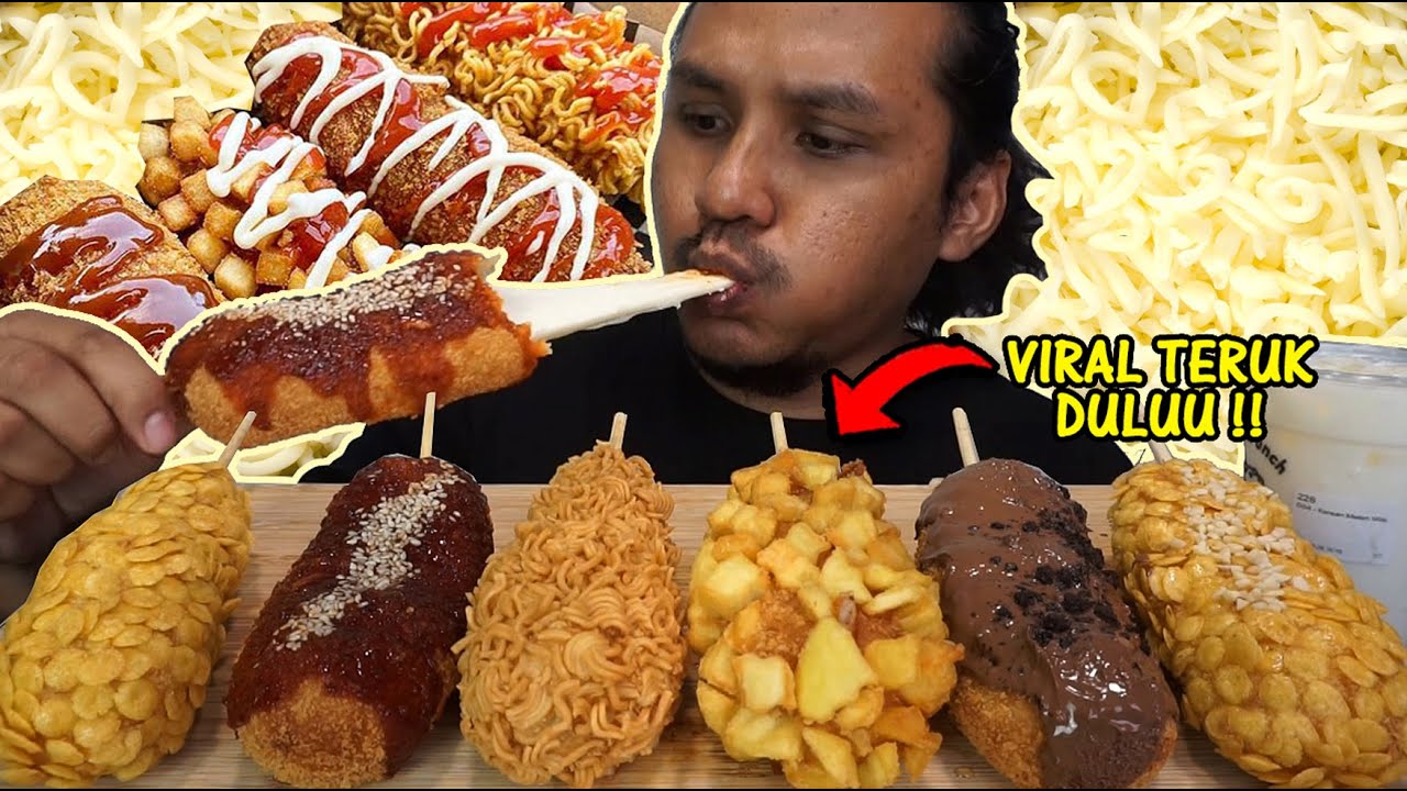 makanan ni pernah viral dulu (mukbang malaysia) MOZARELLA CORN DOG