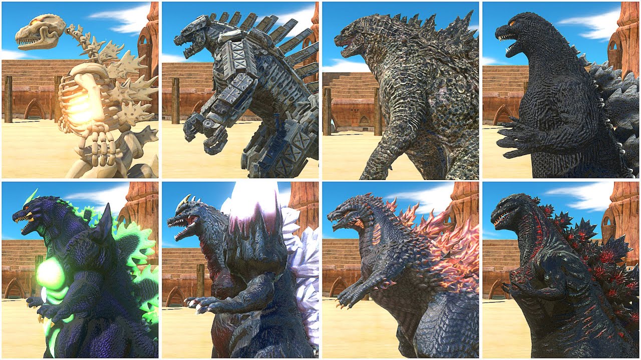 4vs4 GODZILLA BATTLE AT ARENA - Animal Revolt Battle Simulator