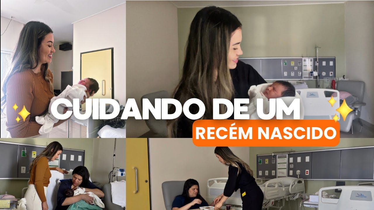 Rotina de um recém nascido, acompanhante de maternidade, ajudando mãe de primeira viagem 
