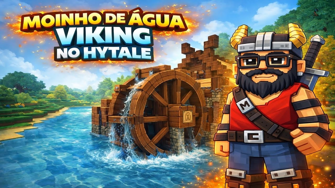 Como construir um MOINHO DE ÁGUA VIKING no Hytale! | Build Épica