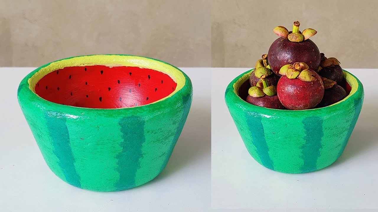 DIY Cement Pot with Balloon | Beautiful Watermelon Fruit Pot Making with Cement | Flower Vase Making